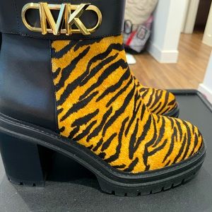 Michael Kors tiger print calf hair boots